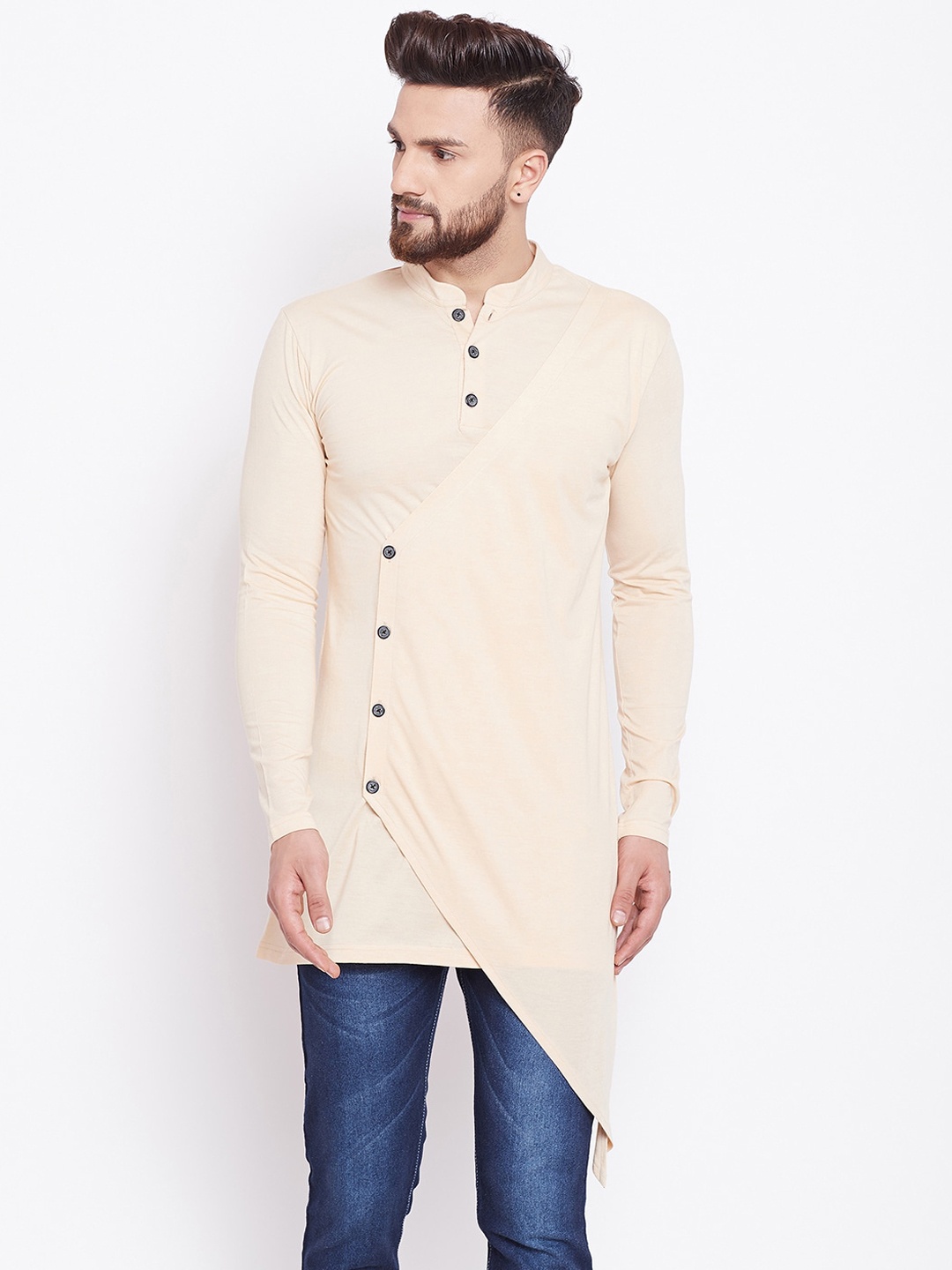 

CHILL WINSTON Men Beige Solid Kurta