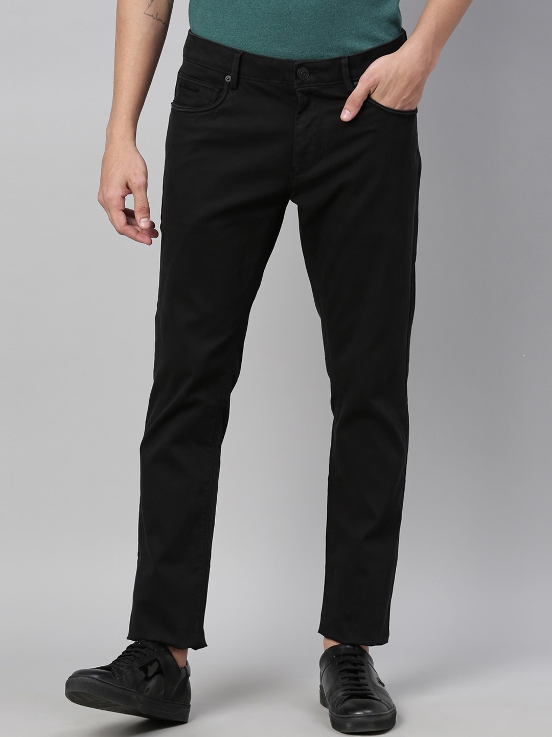 RARE RABBIT Men Black Regular Fit Solid Trousers