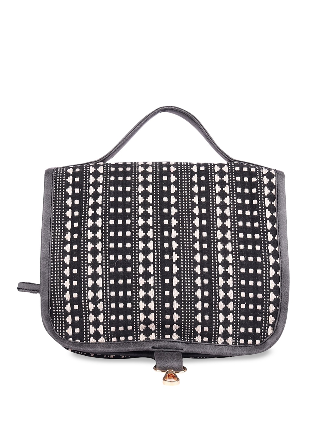 

ASTRID Women Black & White Self Design Makeup Organiser Pouch