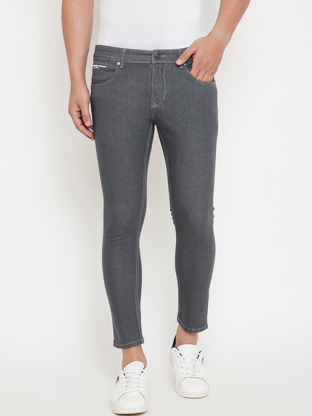 

American Archer Men Grey Tapered Fit Low-Rise Clean Look Jeans