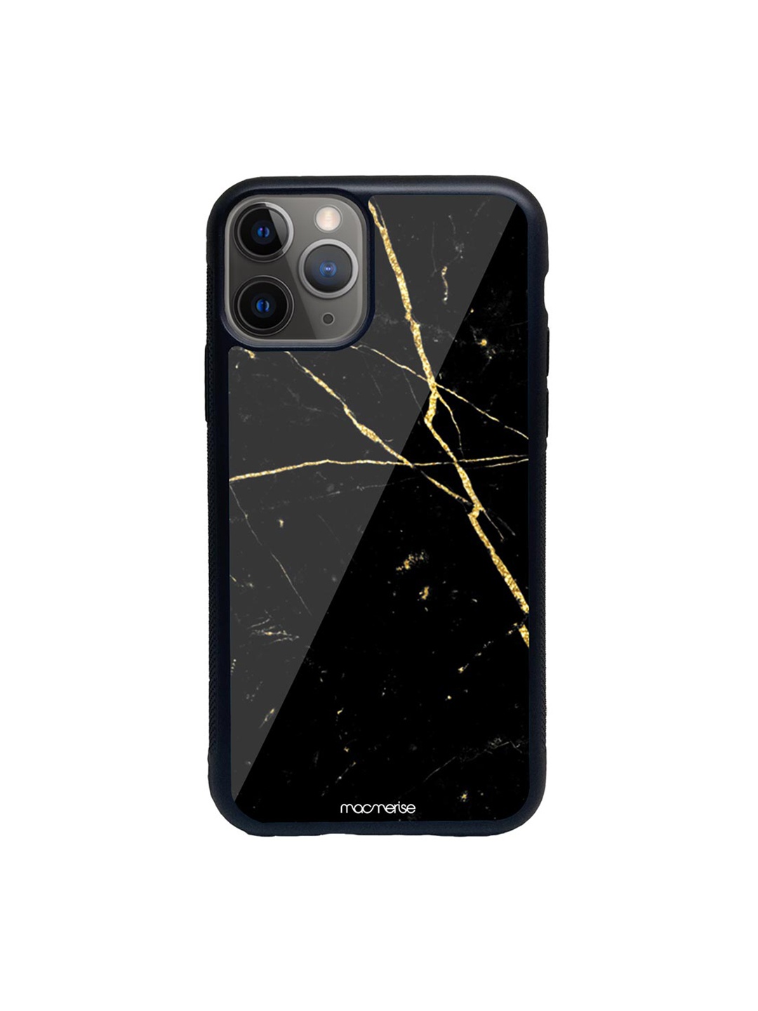 

macmerise Black & Gold-Toned Marble Onyx Glass iPhone 11 Pro Max Phone Case