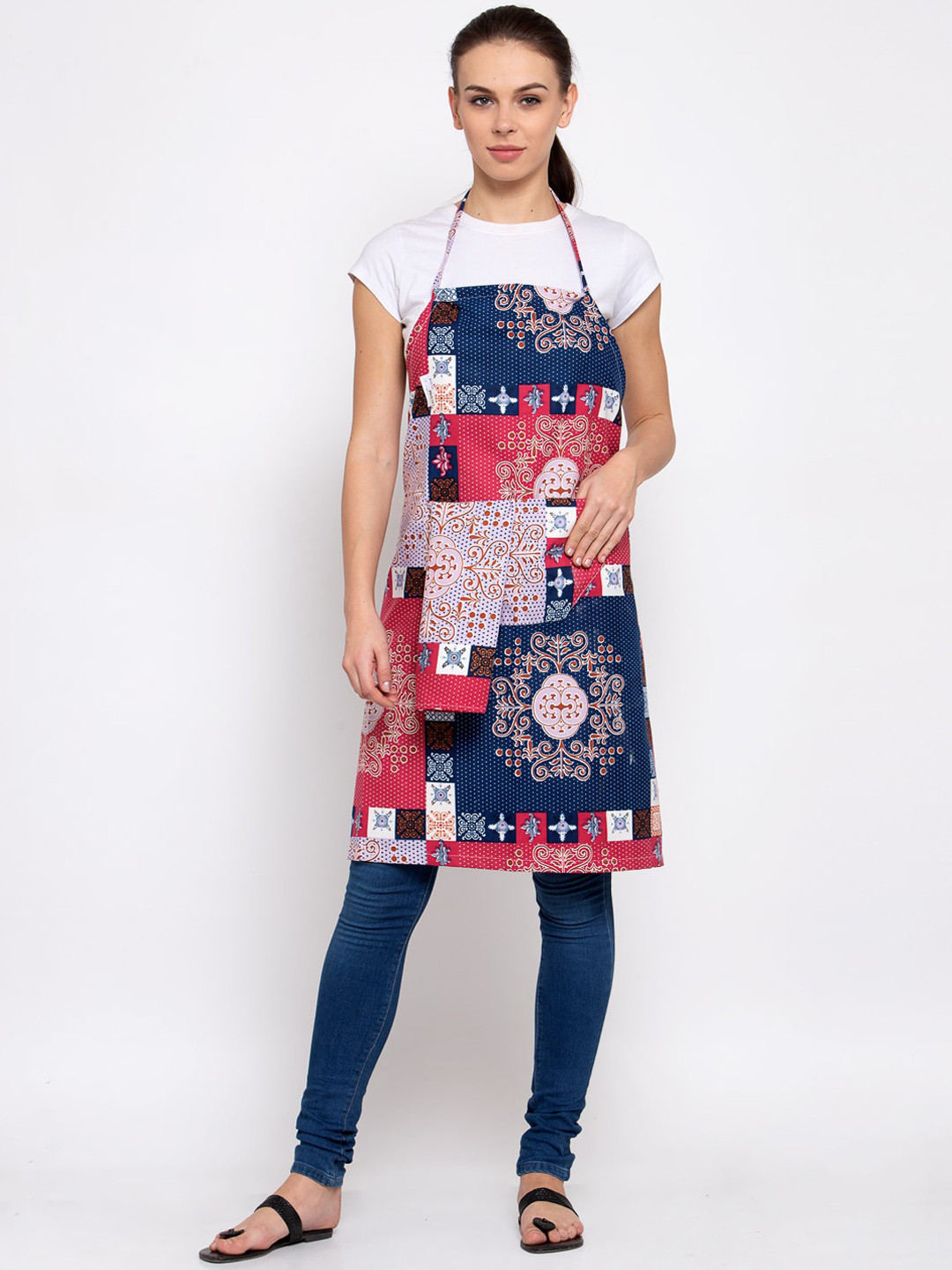

KLOTTHE Navy Multicoloured Printed 210 TC Apron, Multi