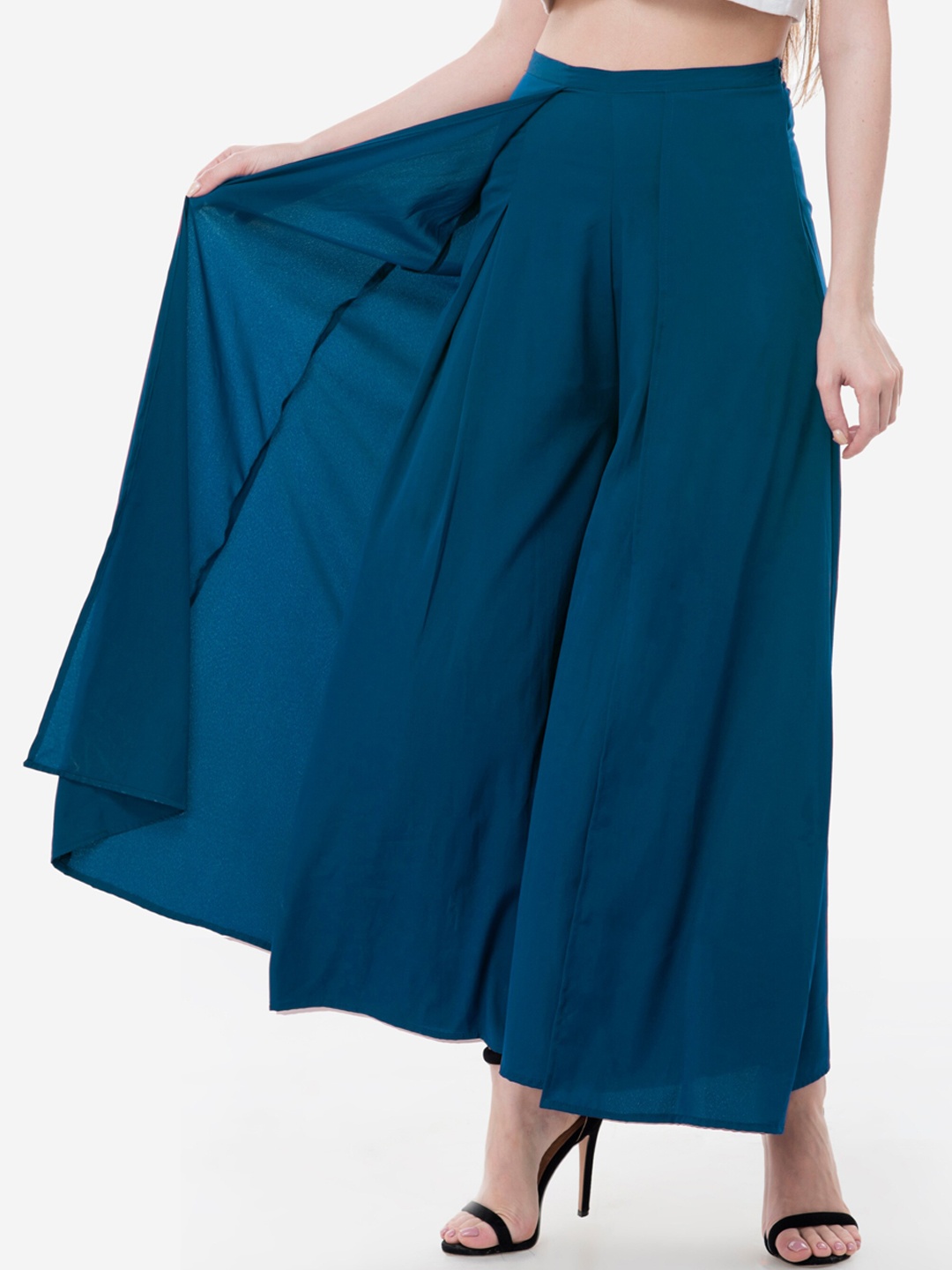 

V&M Women Blue Solid Loose Fit Solid Skirt Palazzo