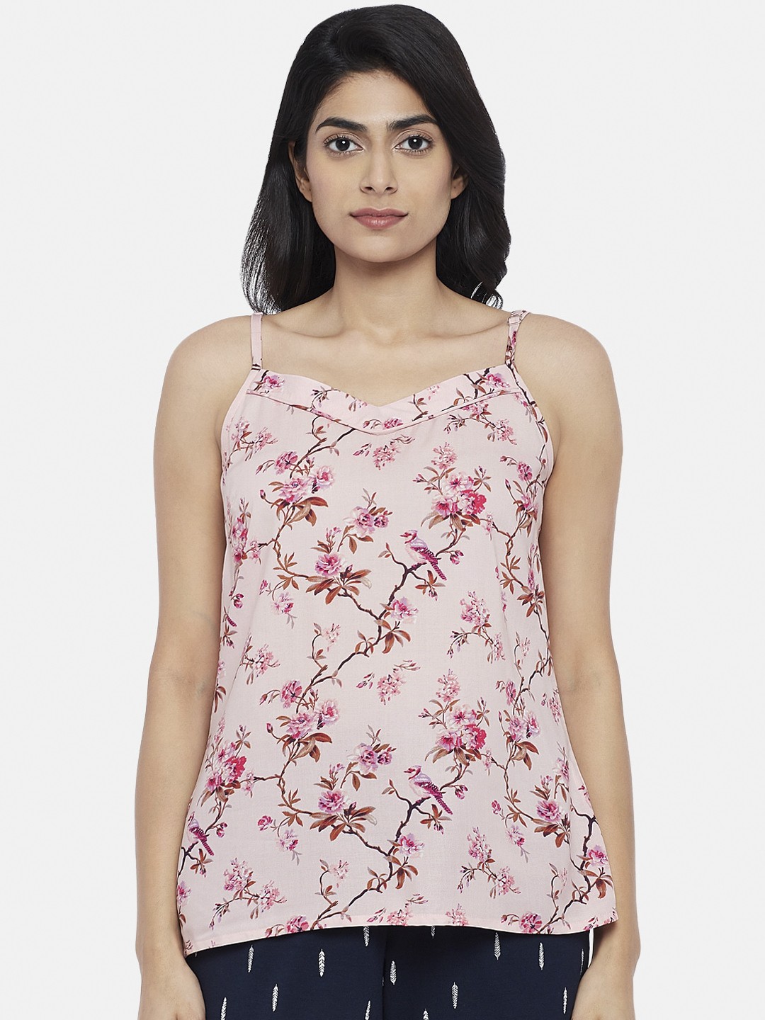 

Dreamz by Pantaloons Pink Floral Printed Regular Lounge tshirt