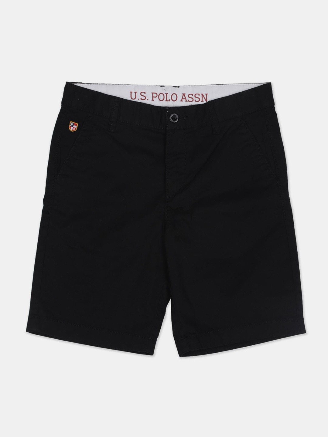 U.S. Polo Assn. Kids Boys Black Solid Regular Fit Regular Shorts