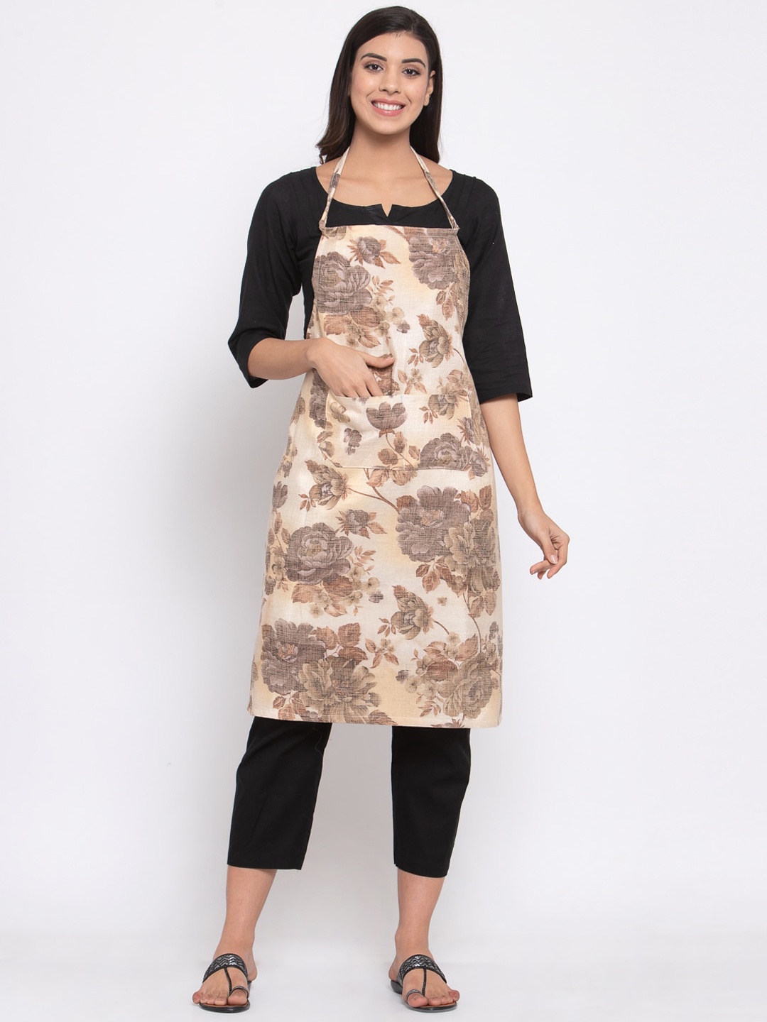 

KLOTTHE Unisex Beige & Brown Printed 210TC Apron