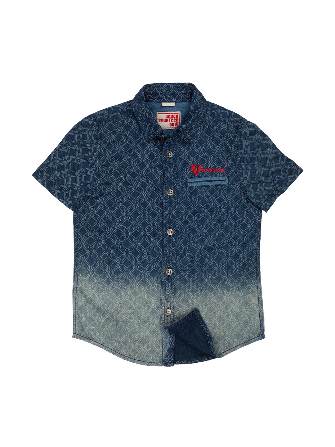 

UNDER FOURTEEN ONLY Boys Blue Regular Fit Printed Casual Shirt