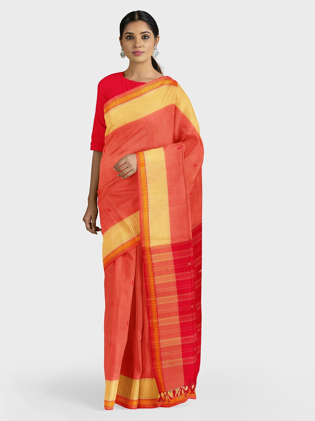 

APCO Orange Woven Design Pure Cotton Saree