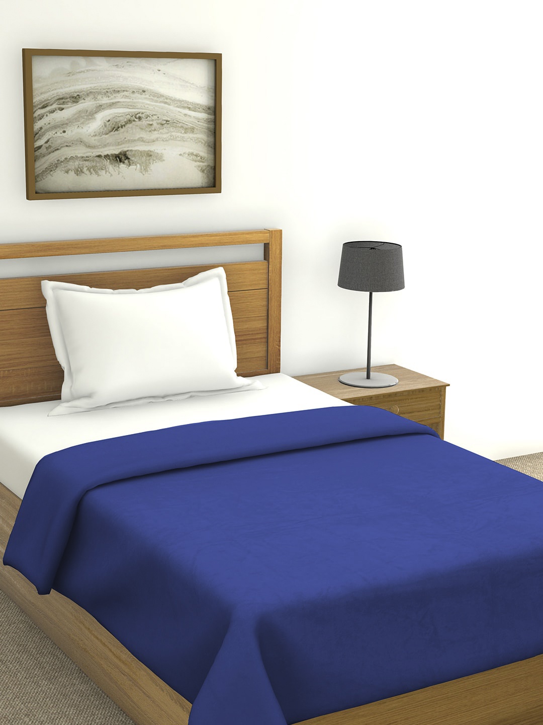 

Florida Navy Blue Solid AC Room 300 GSM Single Bed Blanket