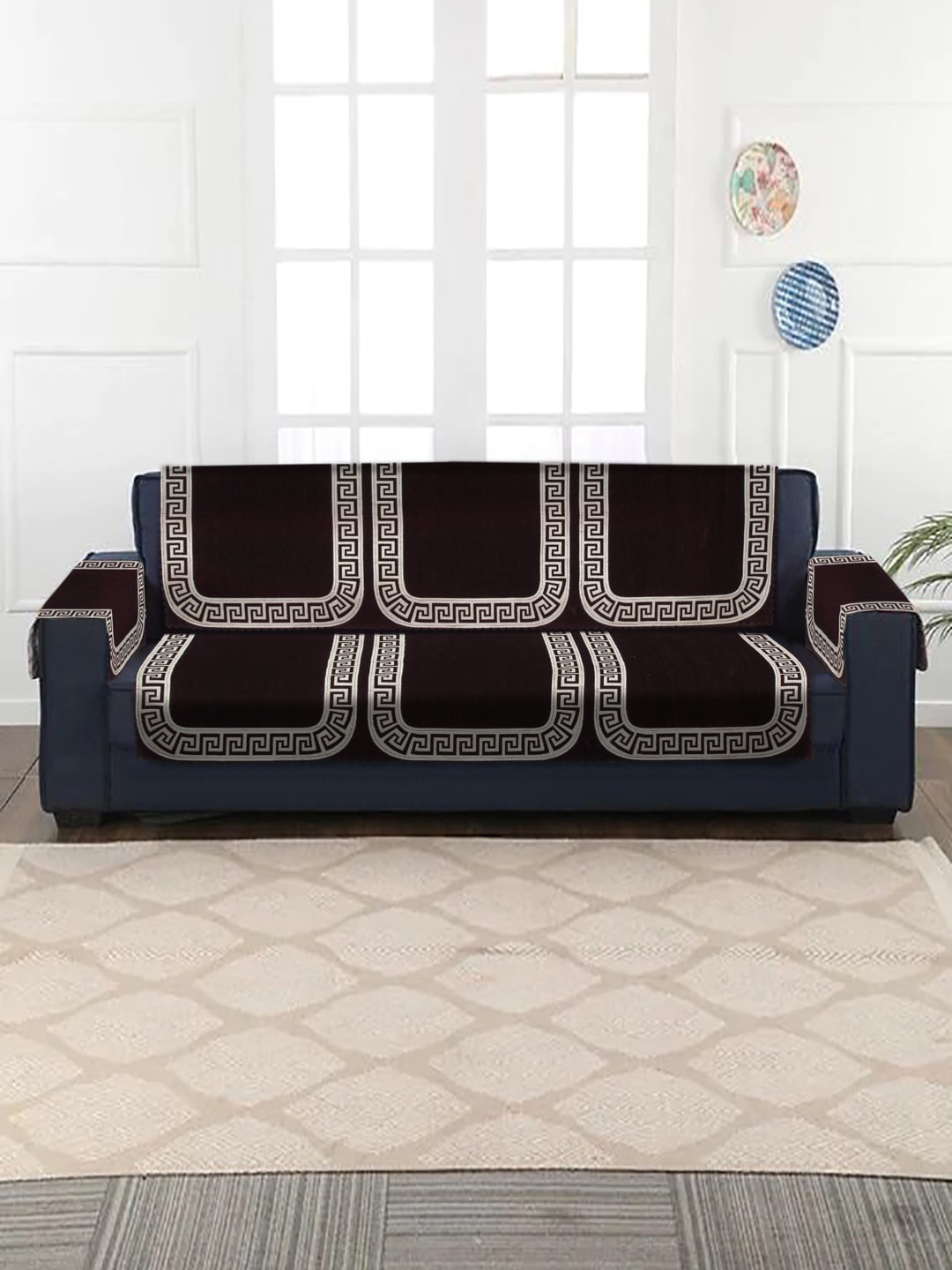 

HOSTA HOMES Brown Printed 5 Seater Sofa Cover