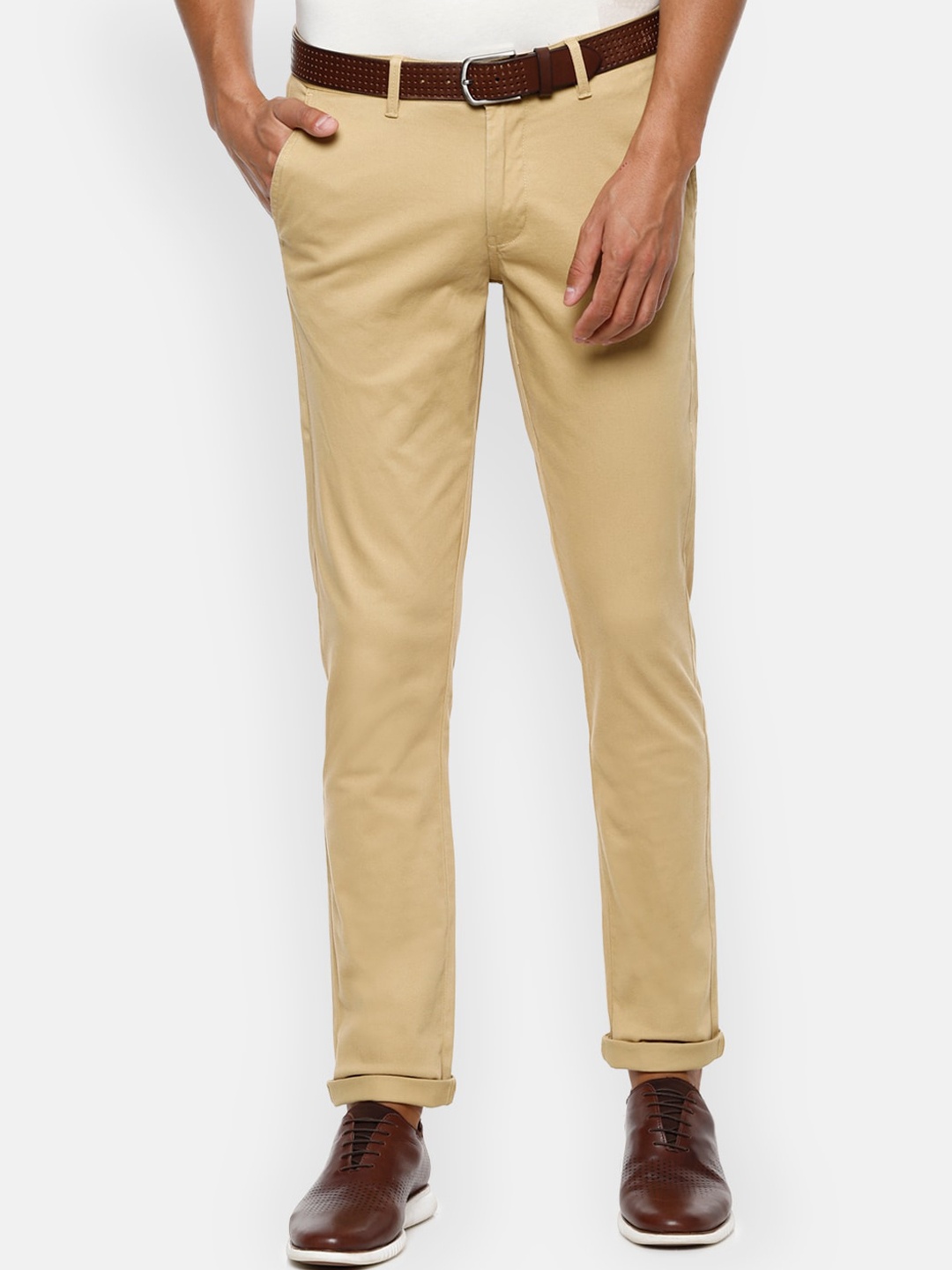 

Van Heusen Sport Men Beige Slim Fit Solid Regular Trousers