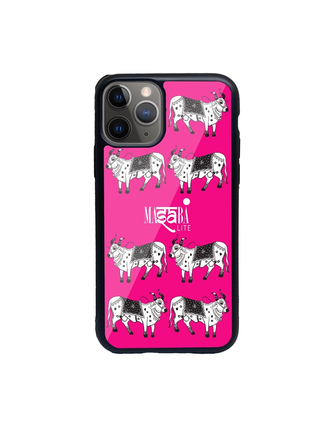 

macmerise Pink & White Masaba Cow Printed iPhone 11 Pro Max Back Case