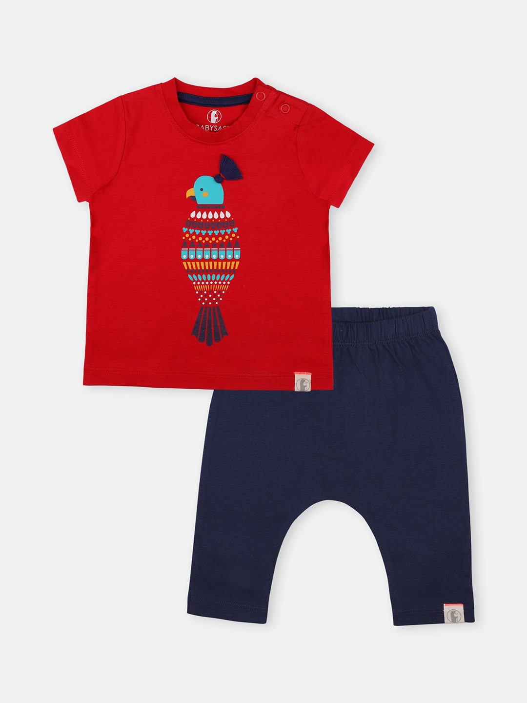 

Babysafe Boys Red & Navy Blue Printed Cotton T-shirt with Pyjamas