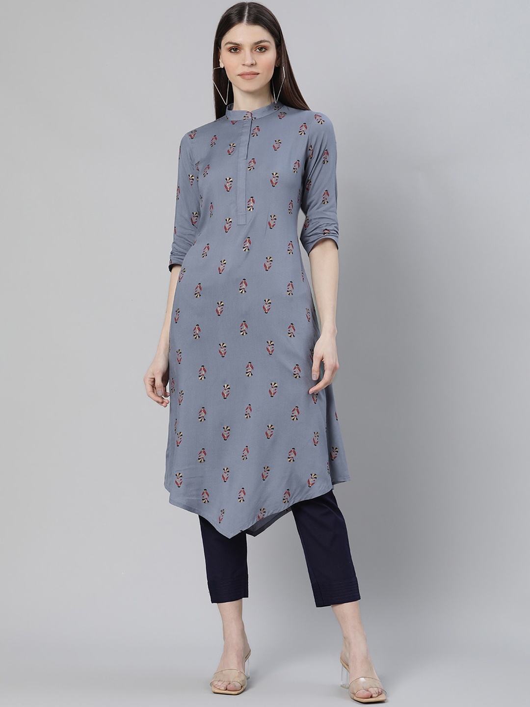 

Gerua By Libas Women Blue Floral Printed Kurta