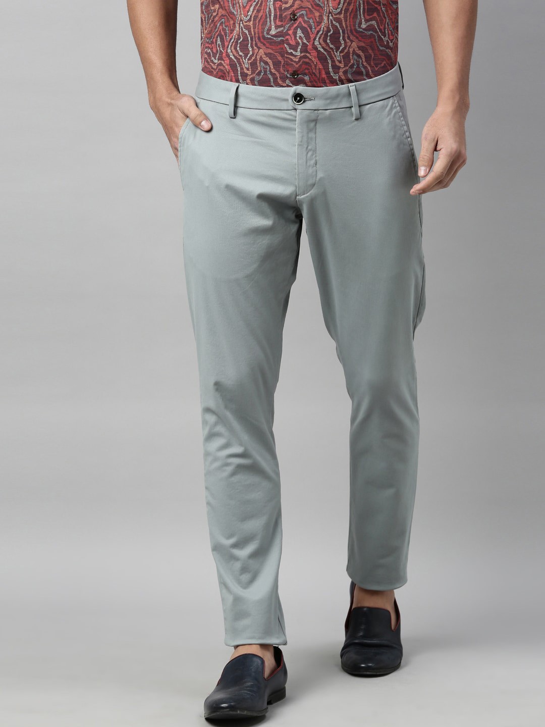 

RARE RABBIT Men Mint Green Solid Regular Trousers