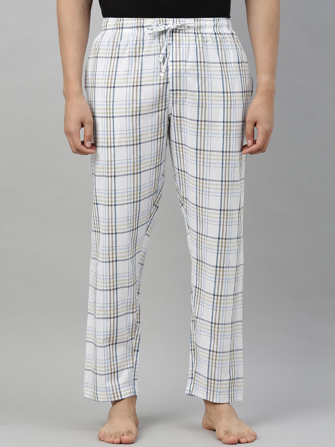 

Joven Men White & Grey Checked Lounge Pants