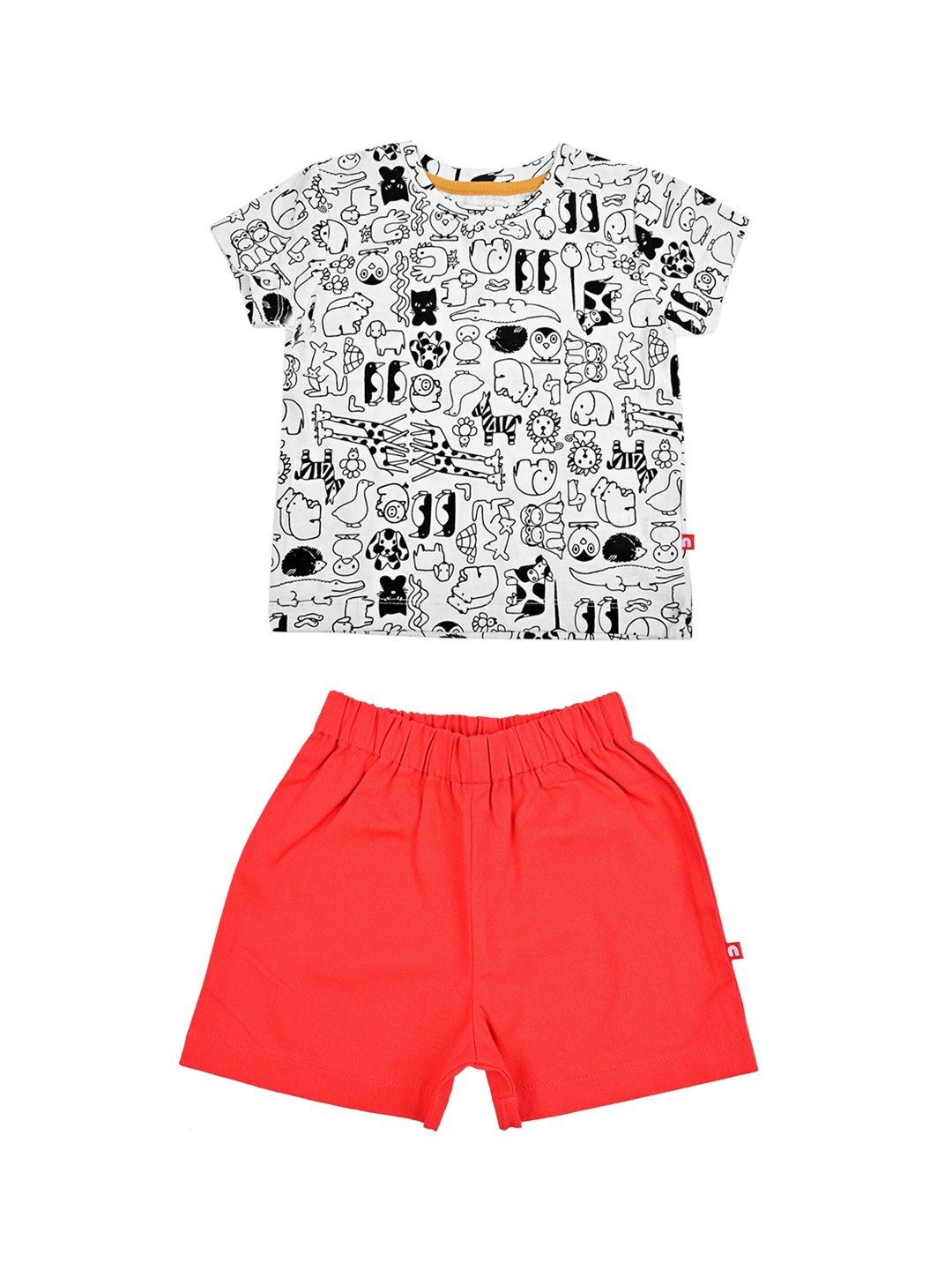 Nino Bambino Boys White & Red Printed Organic Cotton T-shirt with Shorts
