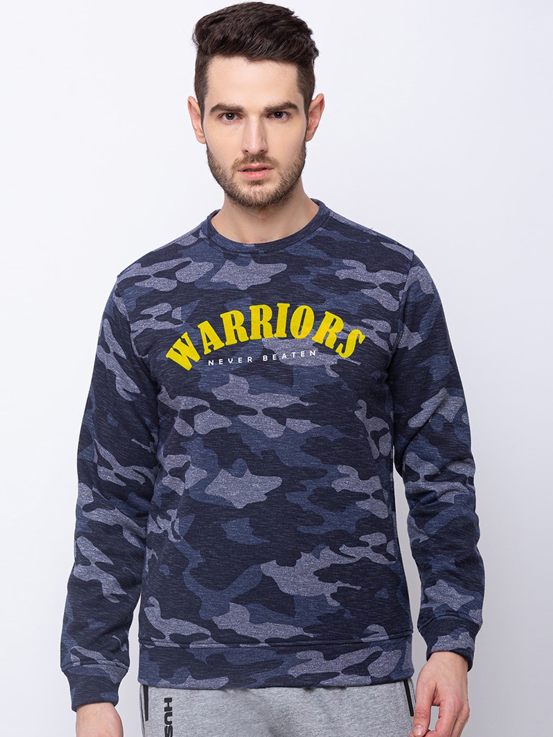 

Status Quo Men Navy Blue Printed Sweatshirt