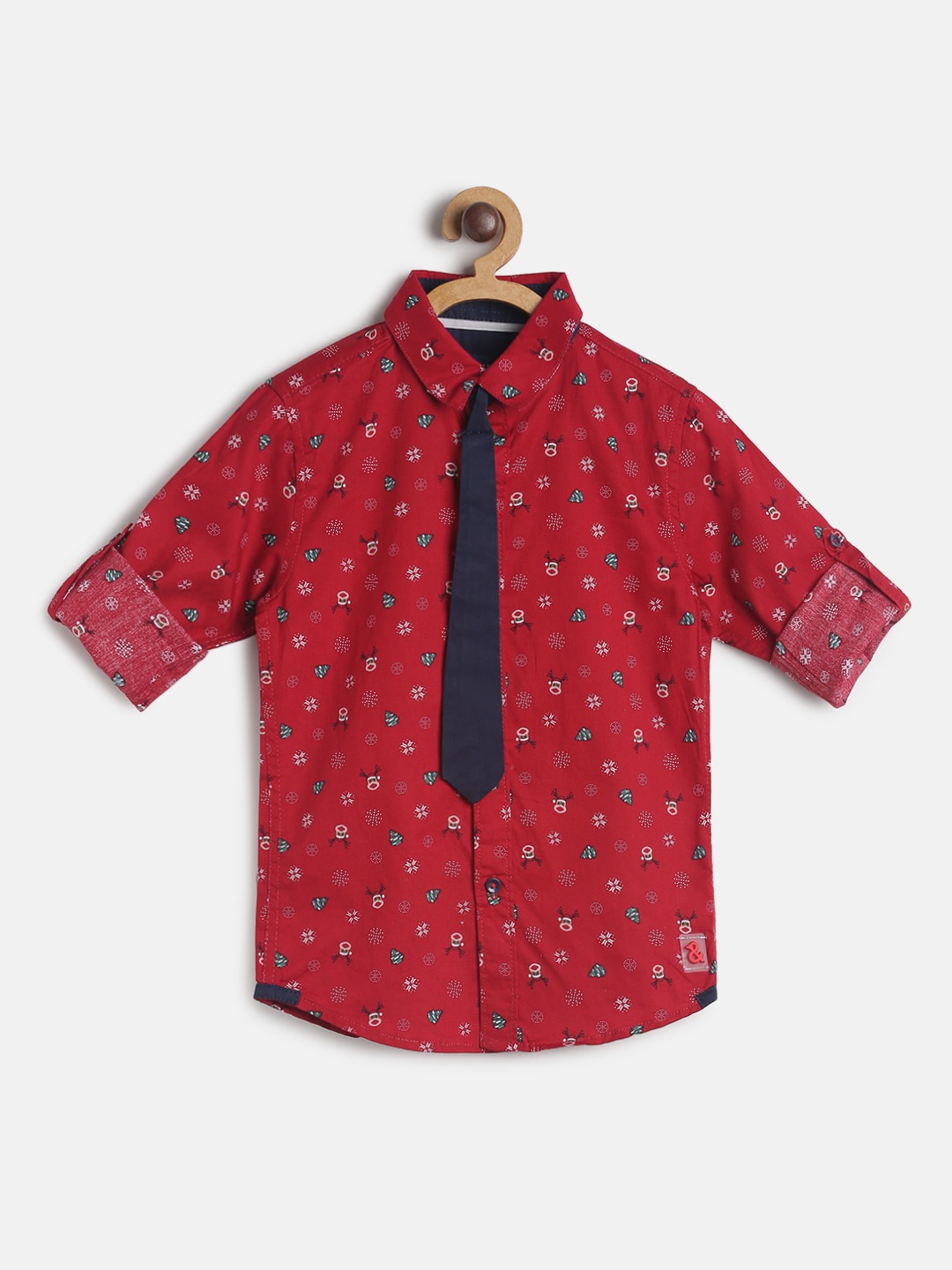

TALES & STORIES Boys Red Regular Fit Printed Casual Shirt