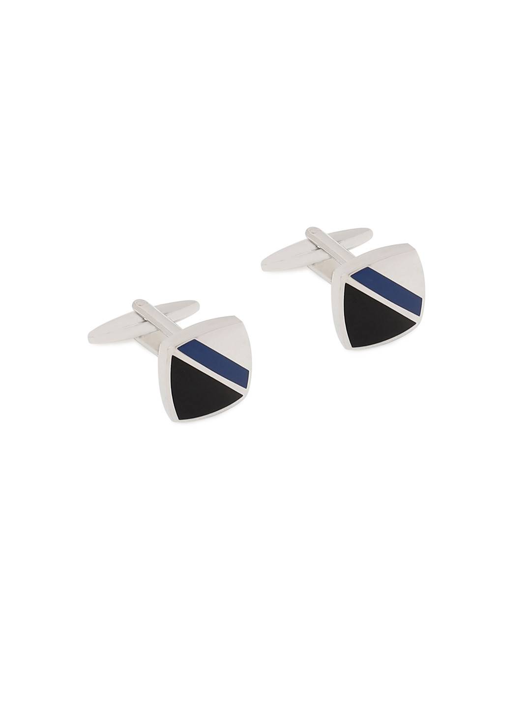 

Arrow Silver-Toned & Black Square Cufflinks
