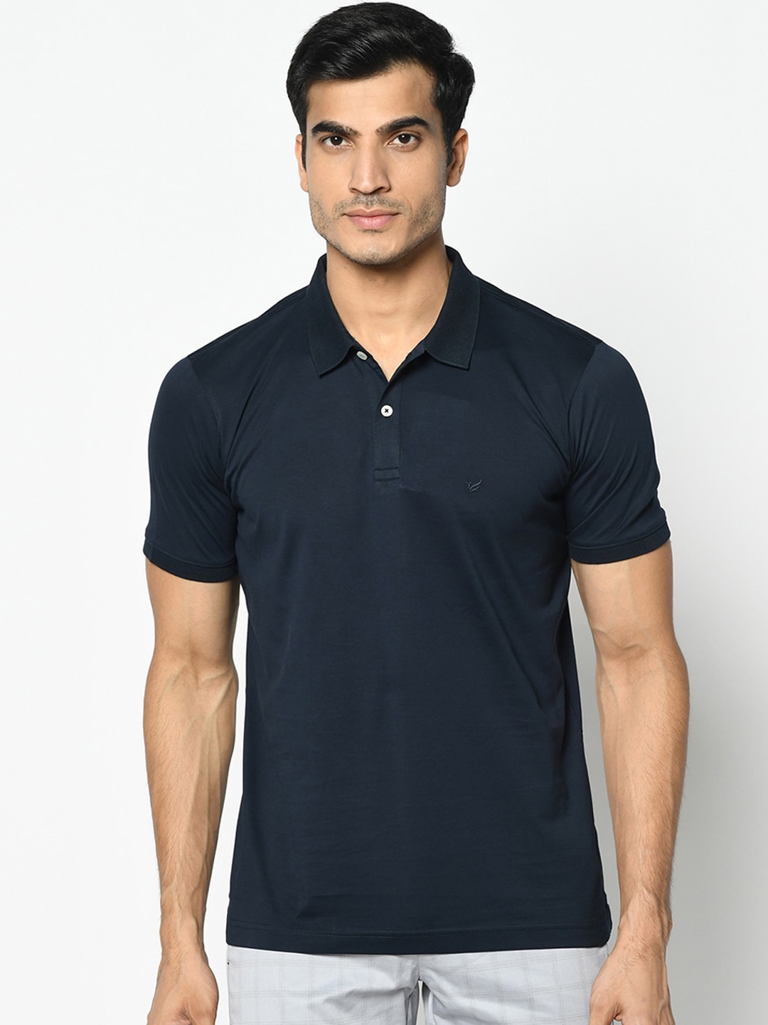 

Blackberrys Men Navy Blue Solid Polo Collar Regular Fit T-shirt