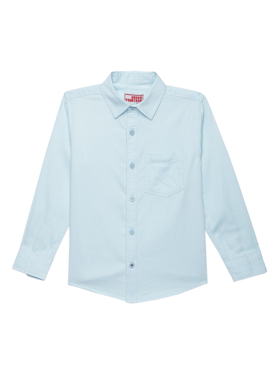 UNDER FOURTEEN ONLY Boys Blue Regular Fit Solid Casual Shirt