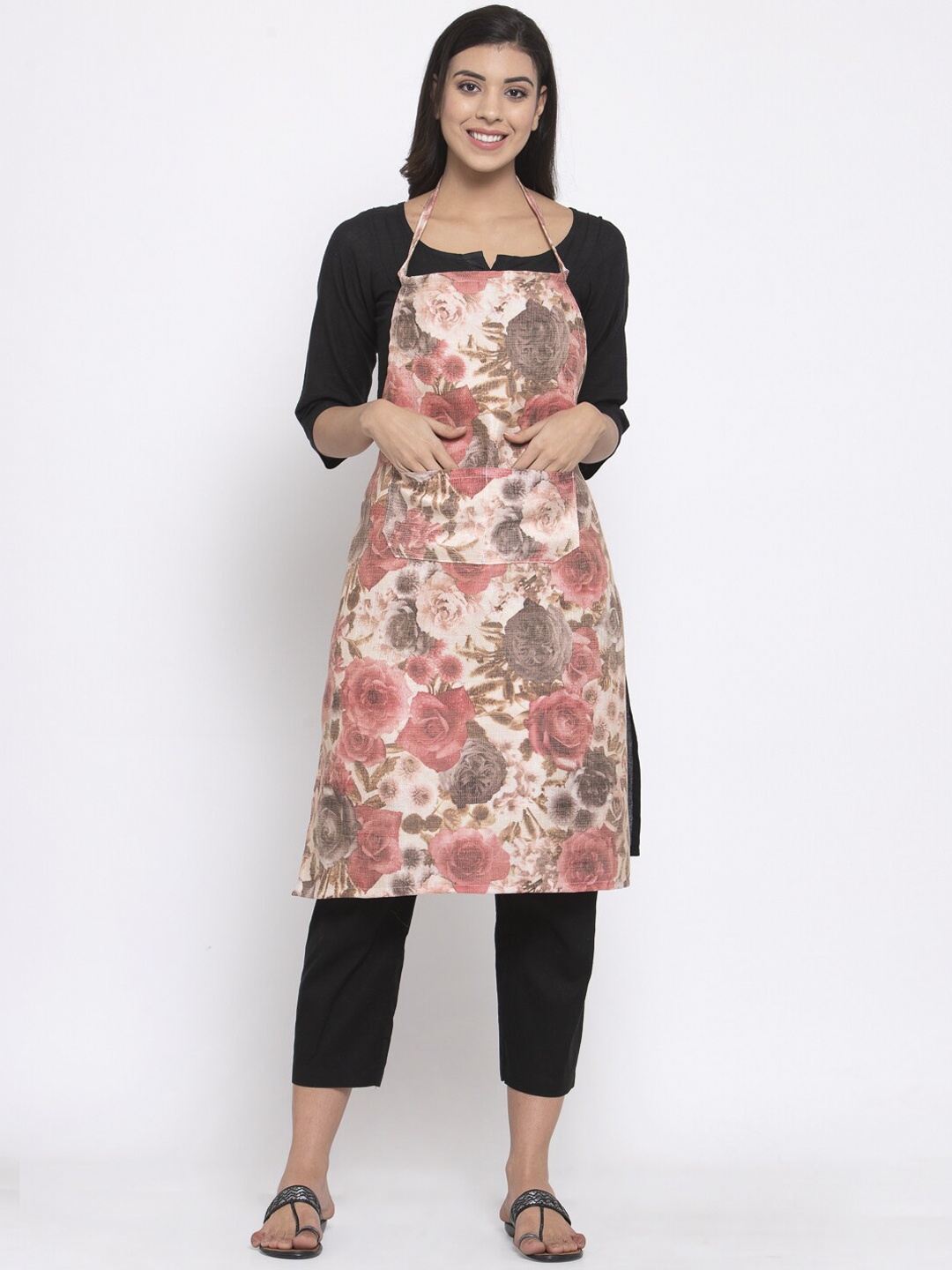 

KLOTTHE Unisex Multicoloured Floral Printed 210TC Cotton Apron, Multi