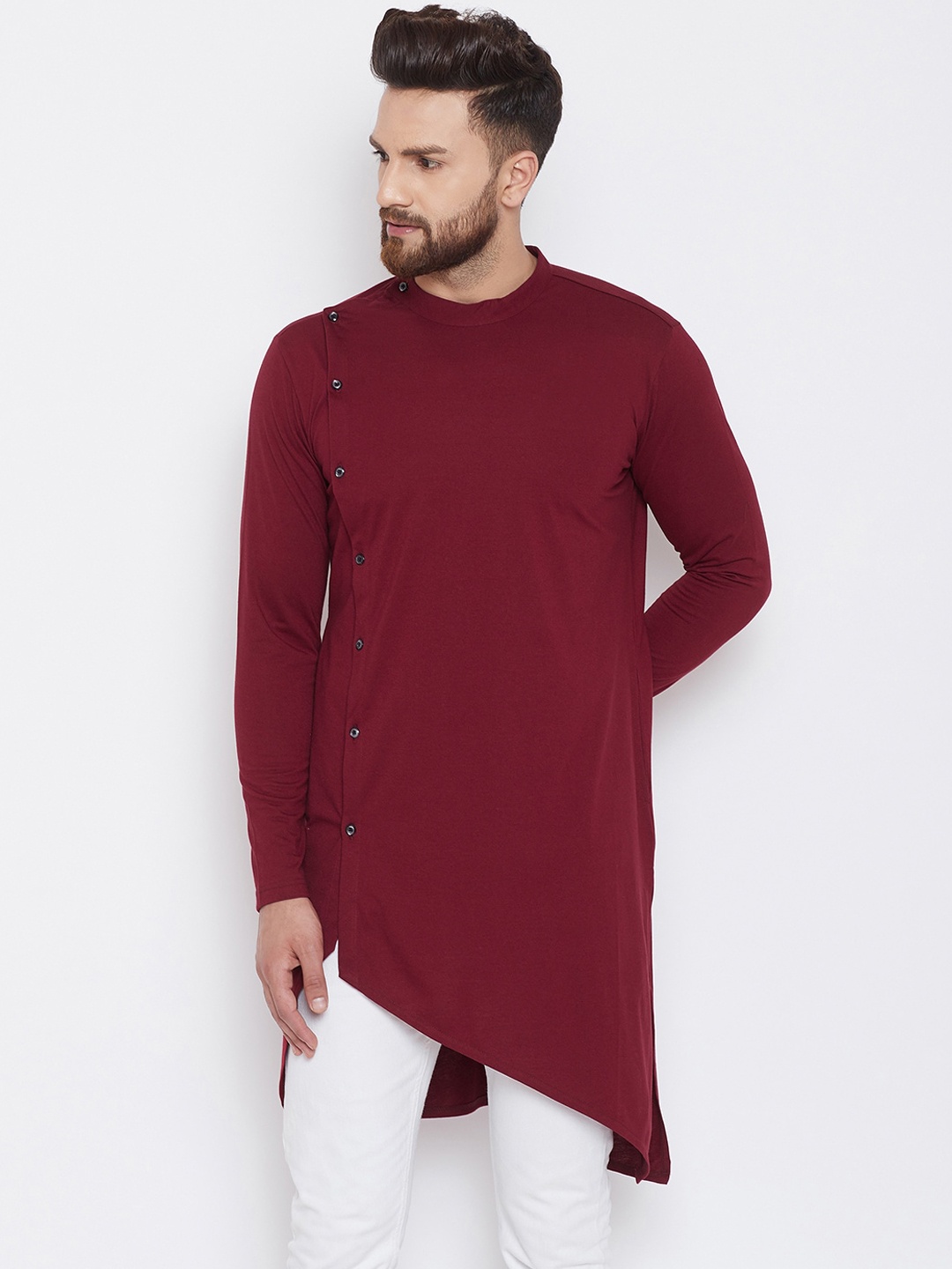 

CHILL WINSTON Men Maroon Solid Kurta
