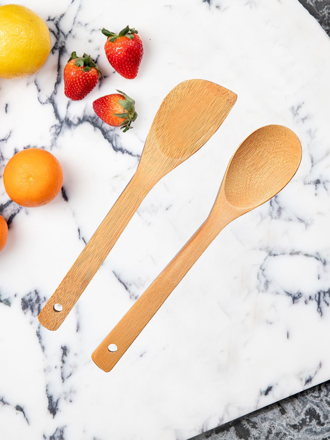 

INCRIZMA Set of 2 Brown Solid Wooden Spoon & Spatula