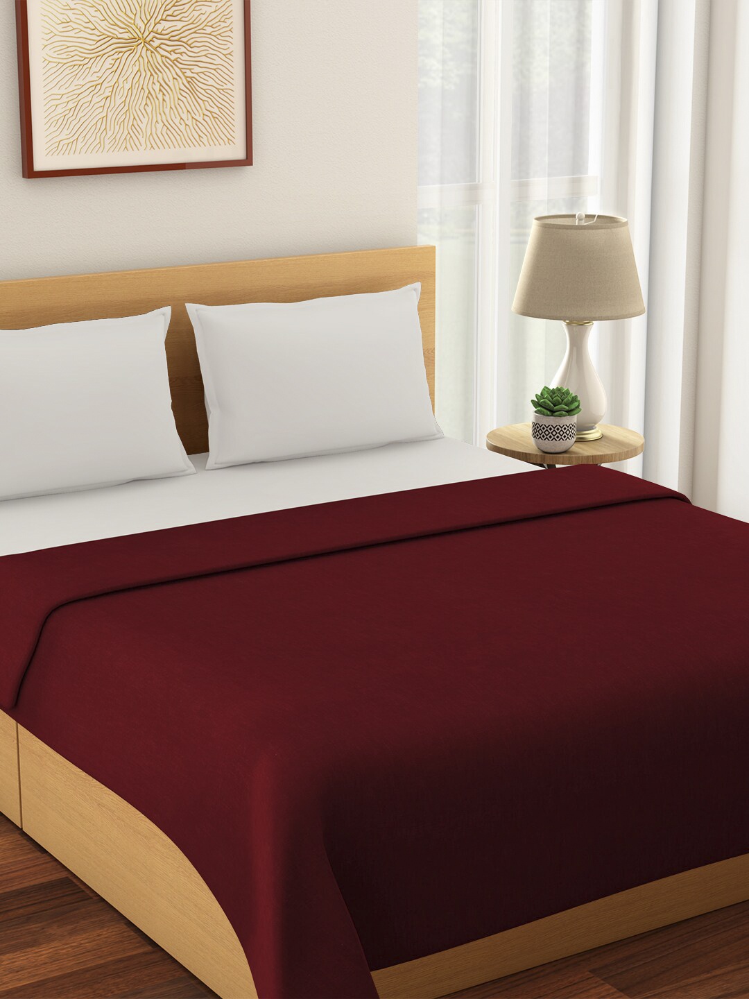

Living scapes by Pantaloons by Pantaloons by Pantaloons Maroon Solid Bed Cover With 2 Pillow Covers