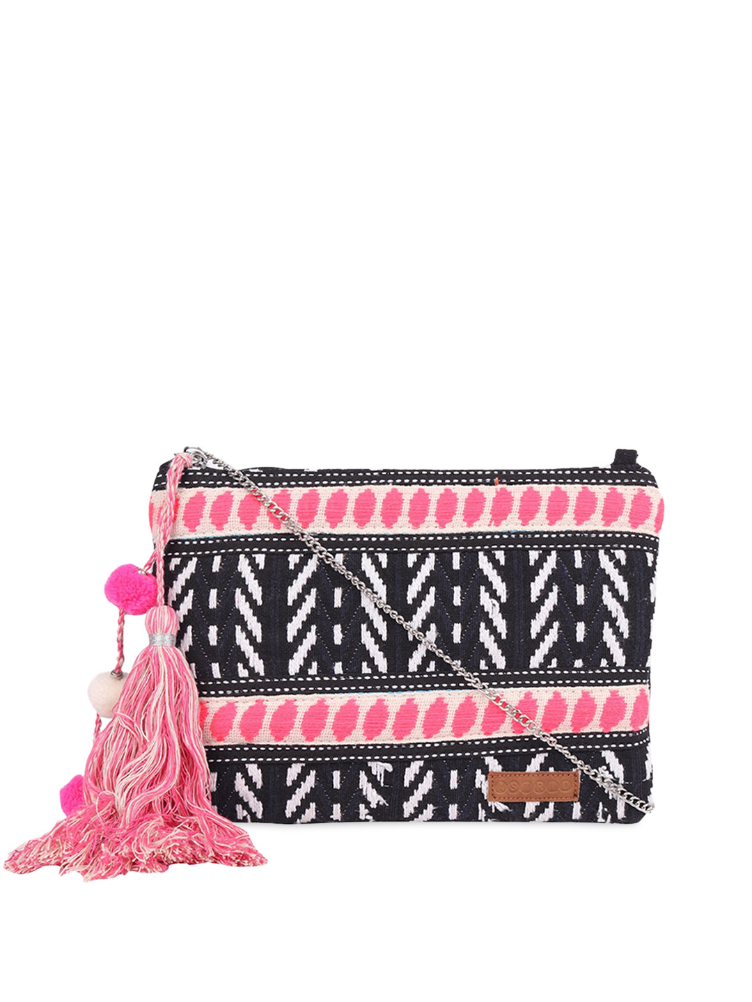 

ASTRID Black & Pink Self Design Sling Bag