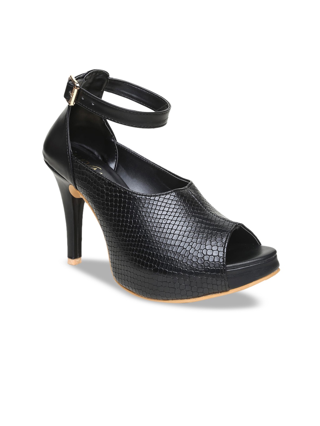 

VALIOSAA Women Black Textured Peep Toes