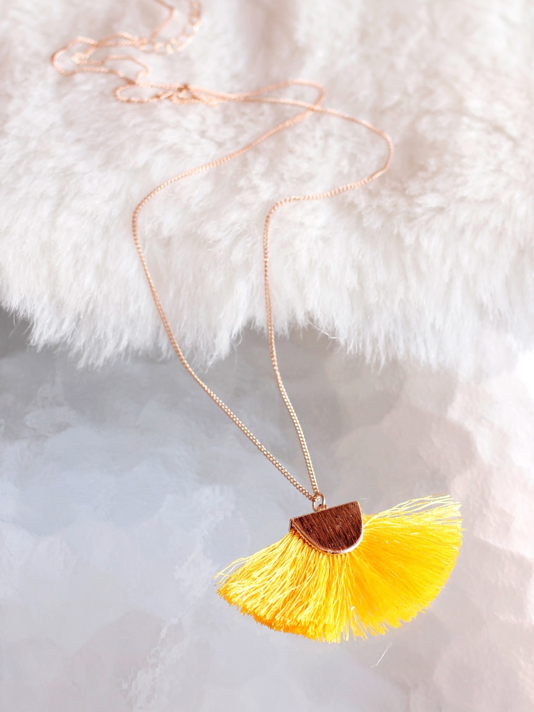 

Bellofox Gold-Toned & Yellow Alloy Gold-Plated Tasselled Necklace