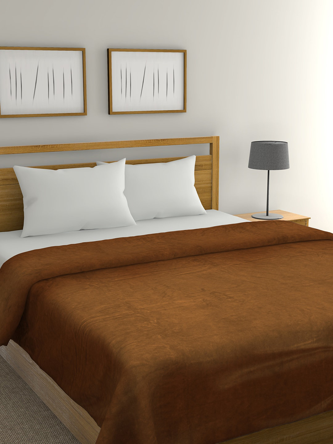 

Florida Brown Solid AC Room 300 GSM Double Bed Blanket