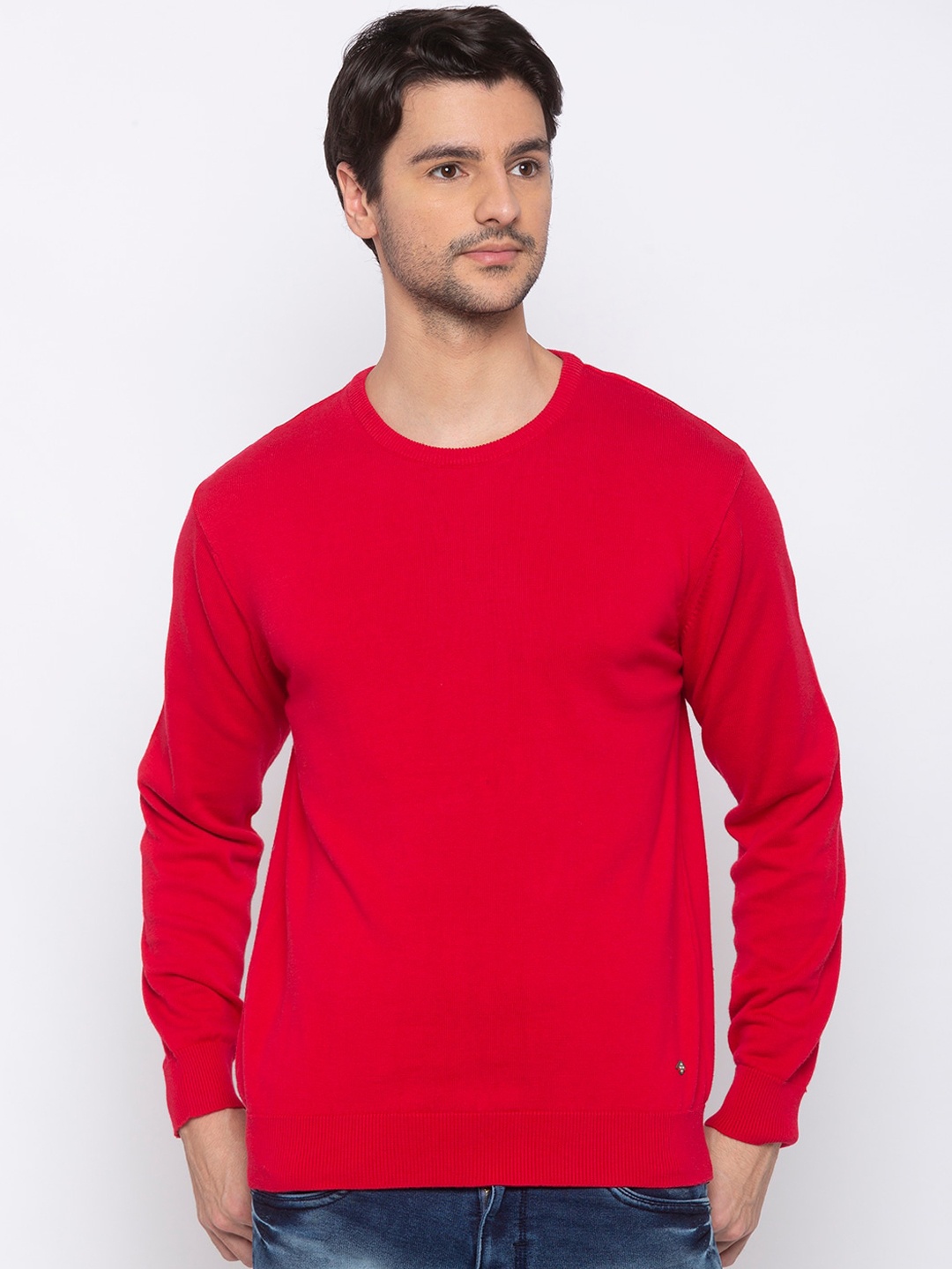 

Status Quo Men Red Solid Pullover Sweater