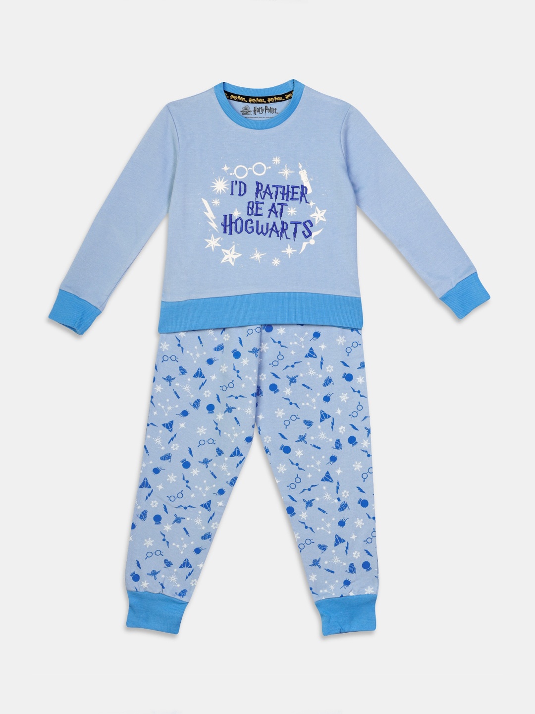 

Nap Chief Unisex Kids Blue & White Harry Potter Printed Night suit