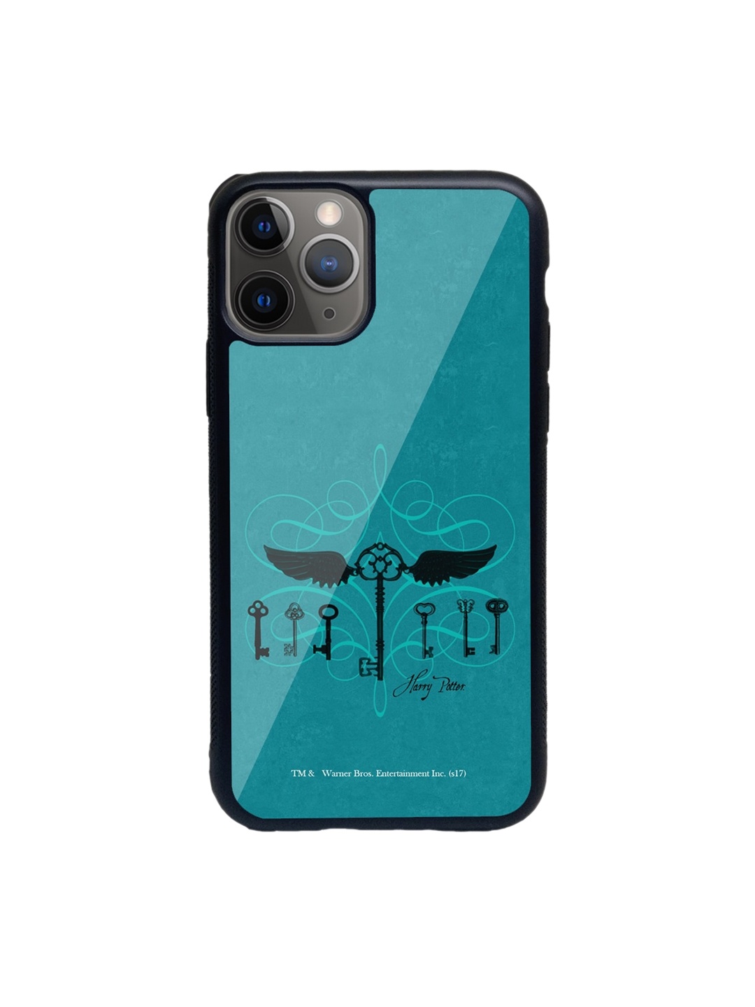 

macmerise Turquoise Blue& Black Harry Potter Keys Glass Phone Case for iPhone 11 Pro