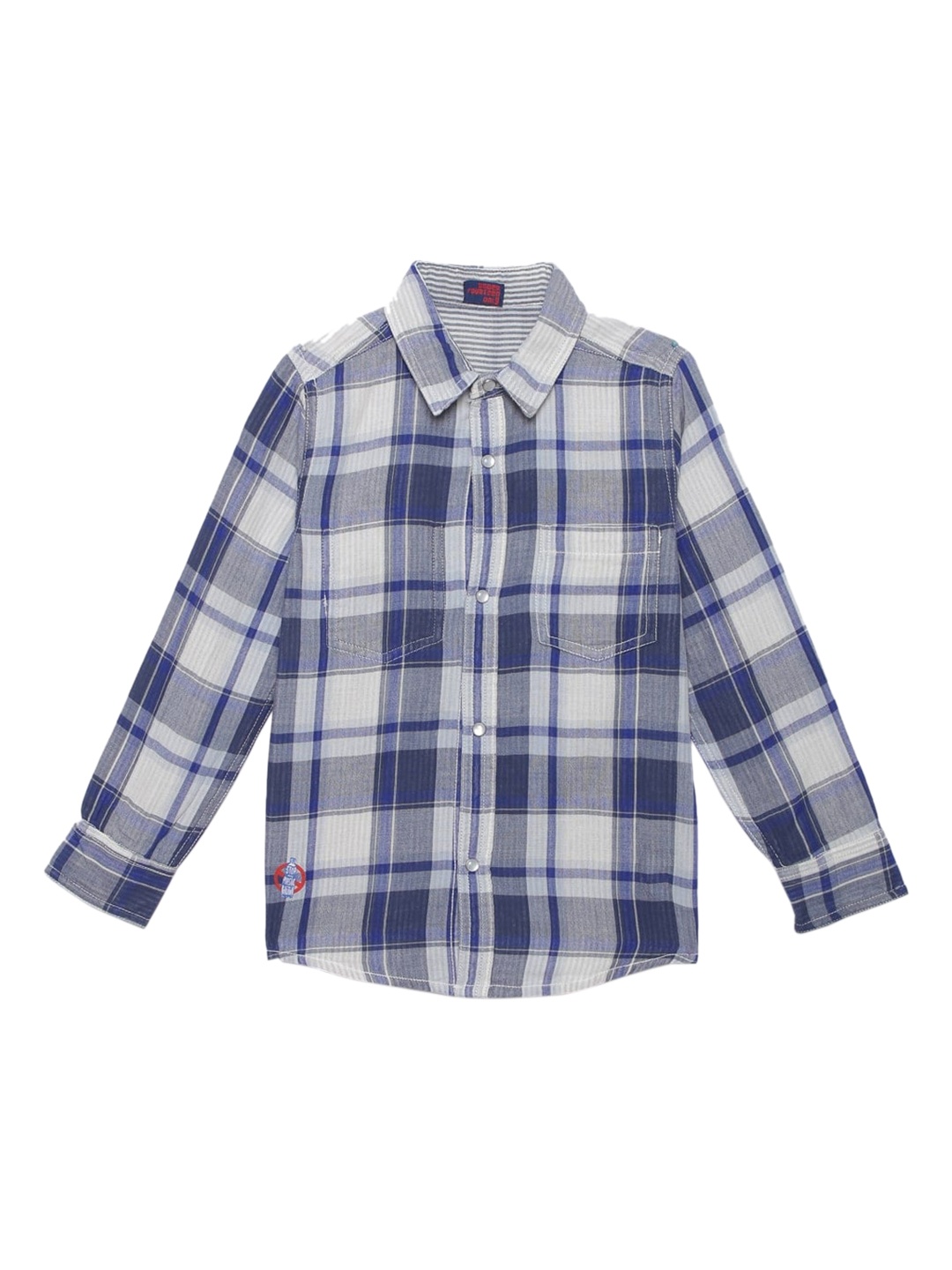 

UNDER FOURTEEN ONLY Boys Blue Regular Fit Checked Casual Shirt