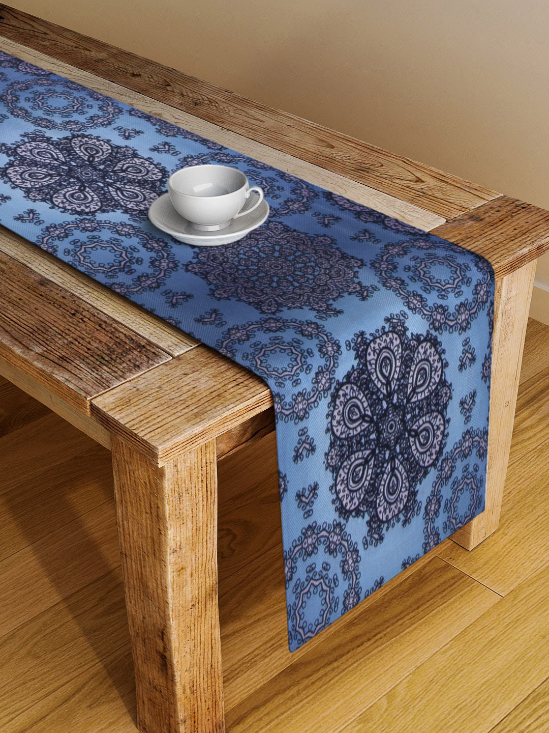 

Alina decor Blue & White Printed Table Runner