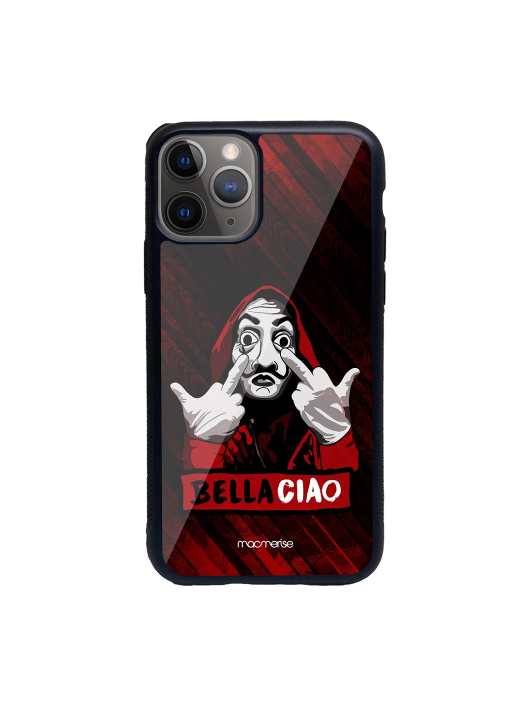 

macmerise Black & Red Bella Ciao Printed Glass iPhone 11 Pro Max Phone Case