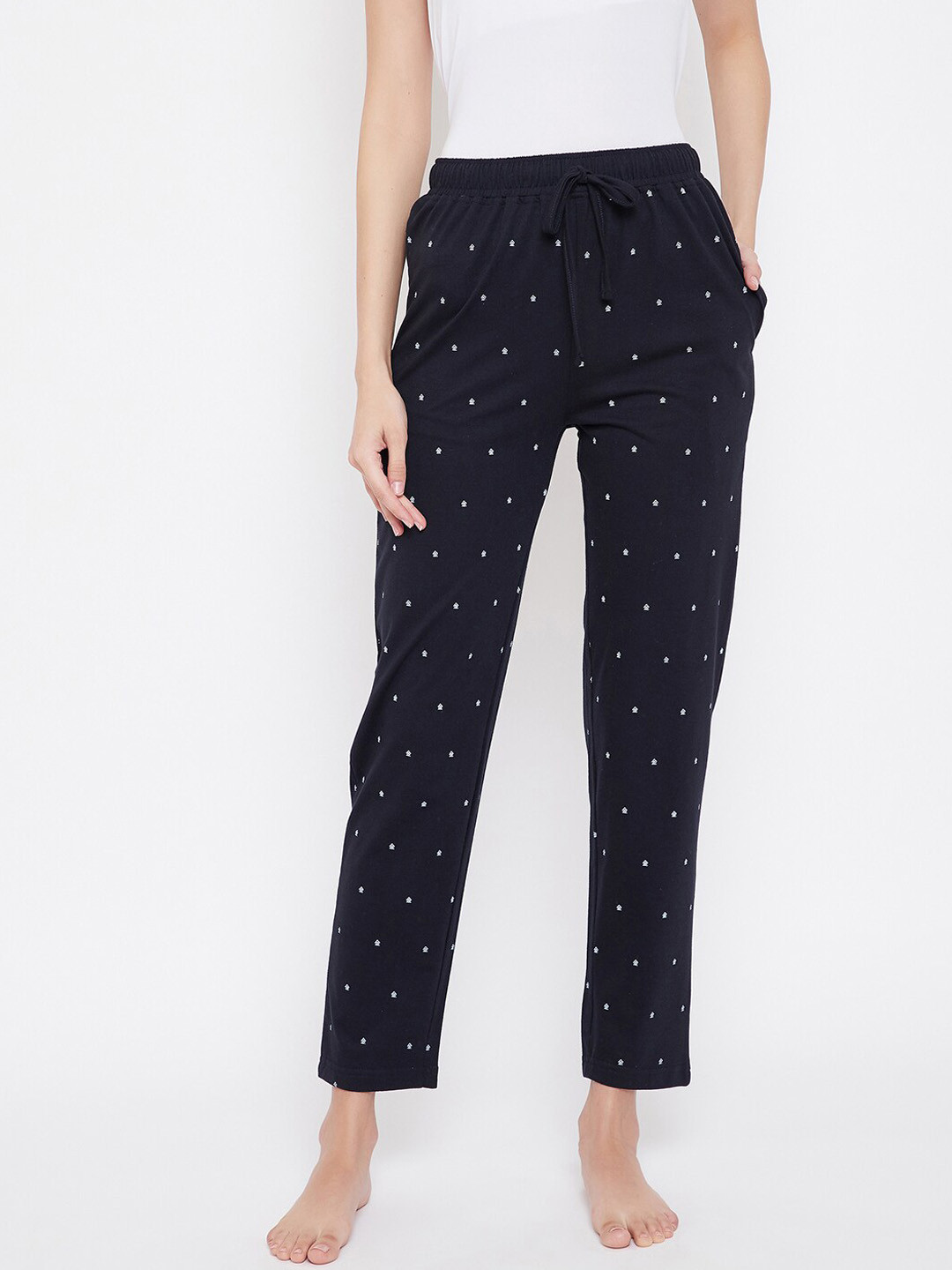 

Okane Women Navy Blue & White Printed Lounge Pants
