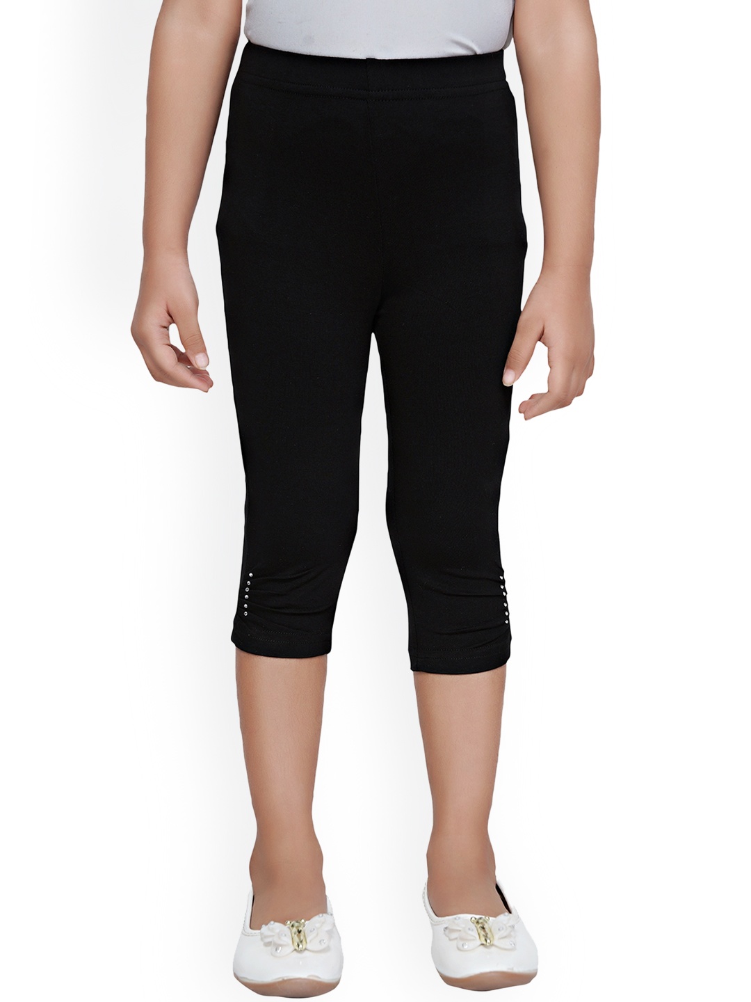 

Tiny Girl Girls Black Solid Three-Fourth Leggings