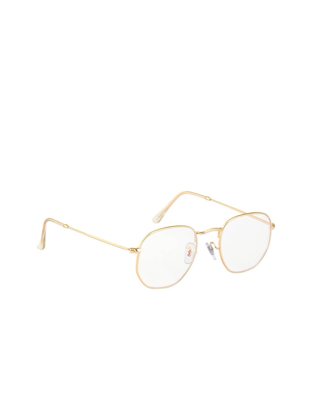 

ROYAL SON Unisex Clear Lens & Gold-Toned Oval Sunglasses with UV Protected Lens, Transparent