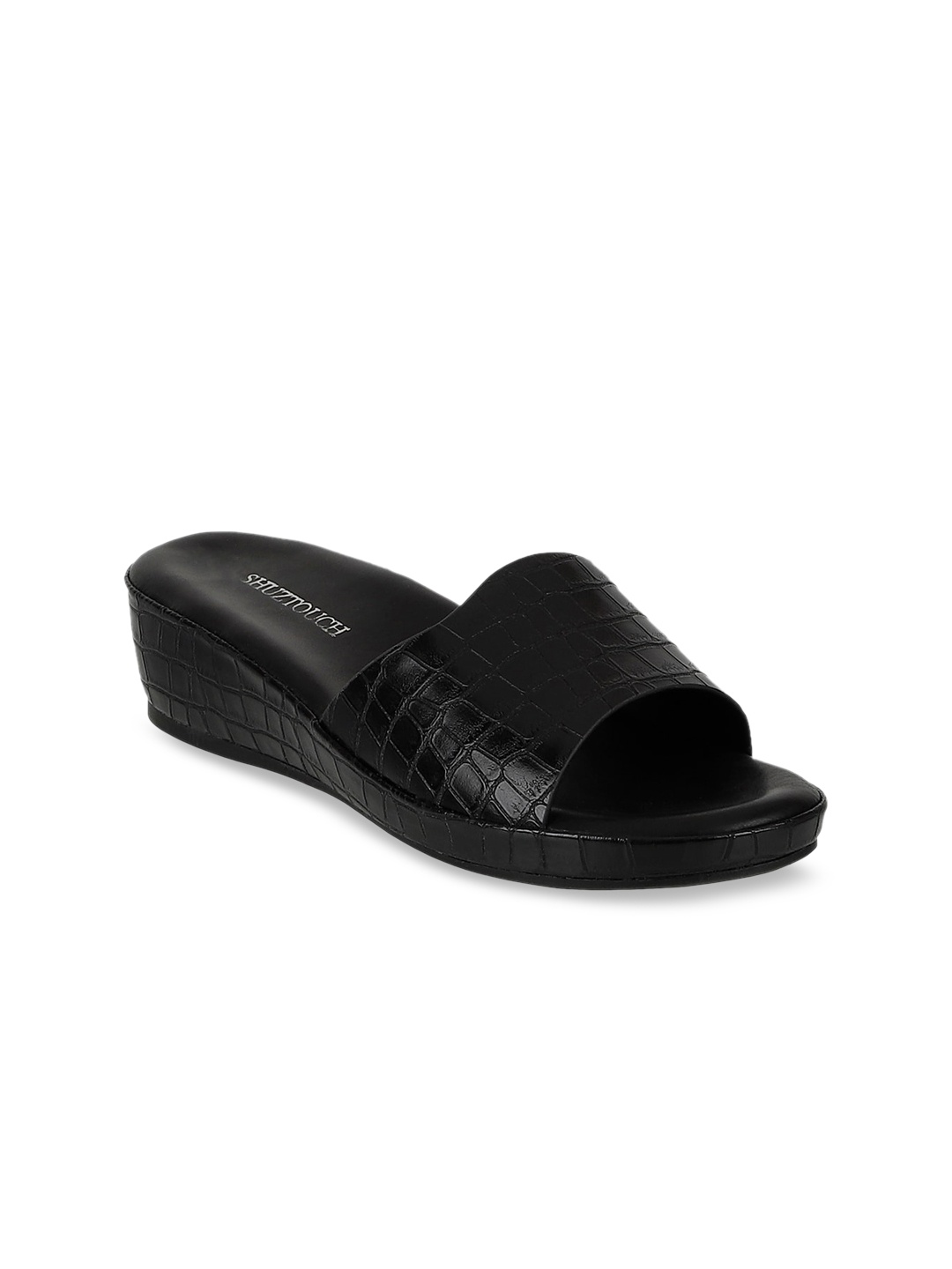 

SHUZ TOUCH Women Black Textured Sandals