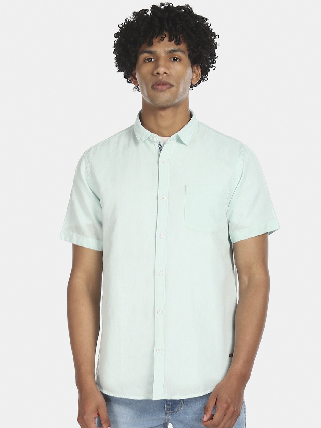 

Cherokee Men Sea Green Regular Fit Solid Casual Shirt