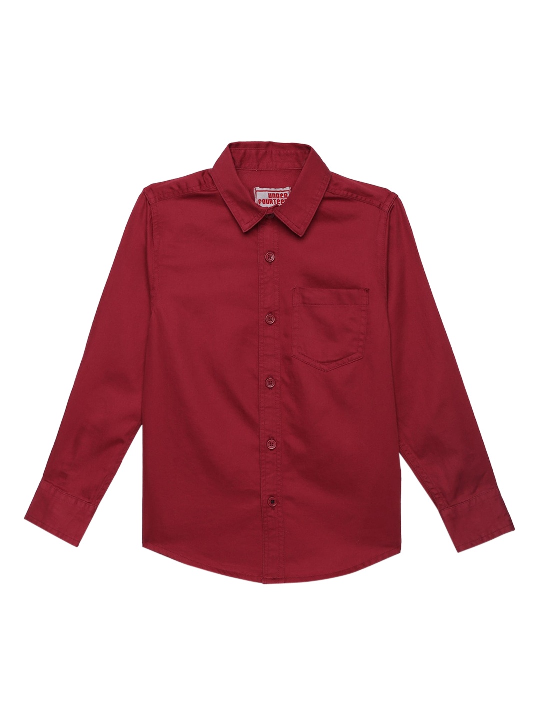 

UNDER FOURTEEN ONLY Boys Maroon Regular Fit Solid Casual Shirt