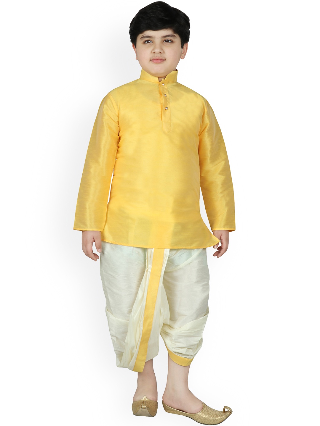 SG YUVRAJ Boys Grey Self Design Kurti with Dhoti Pants