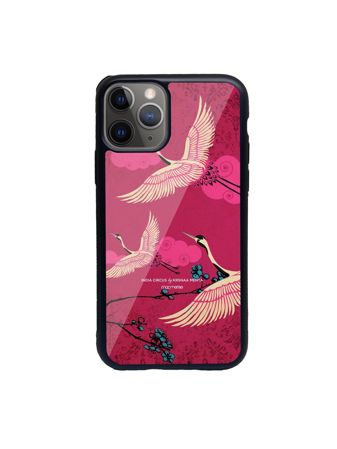 

macmerise Pink & Beige Flying Flamingoes Printed iPhone 11 Pro Max Back Case