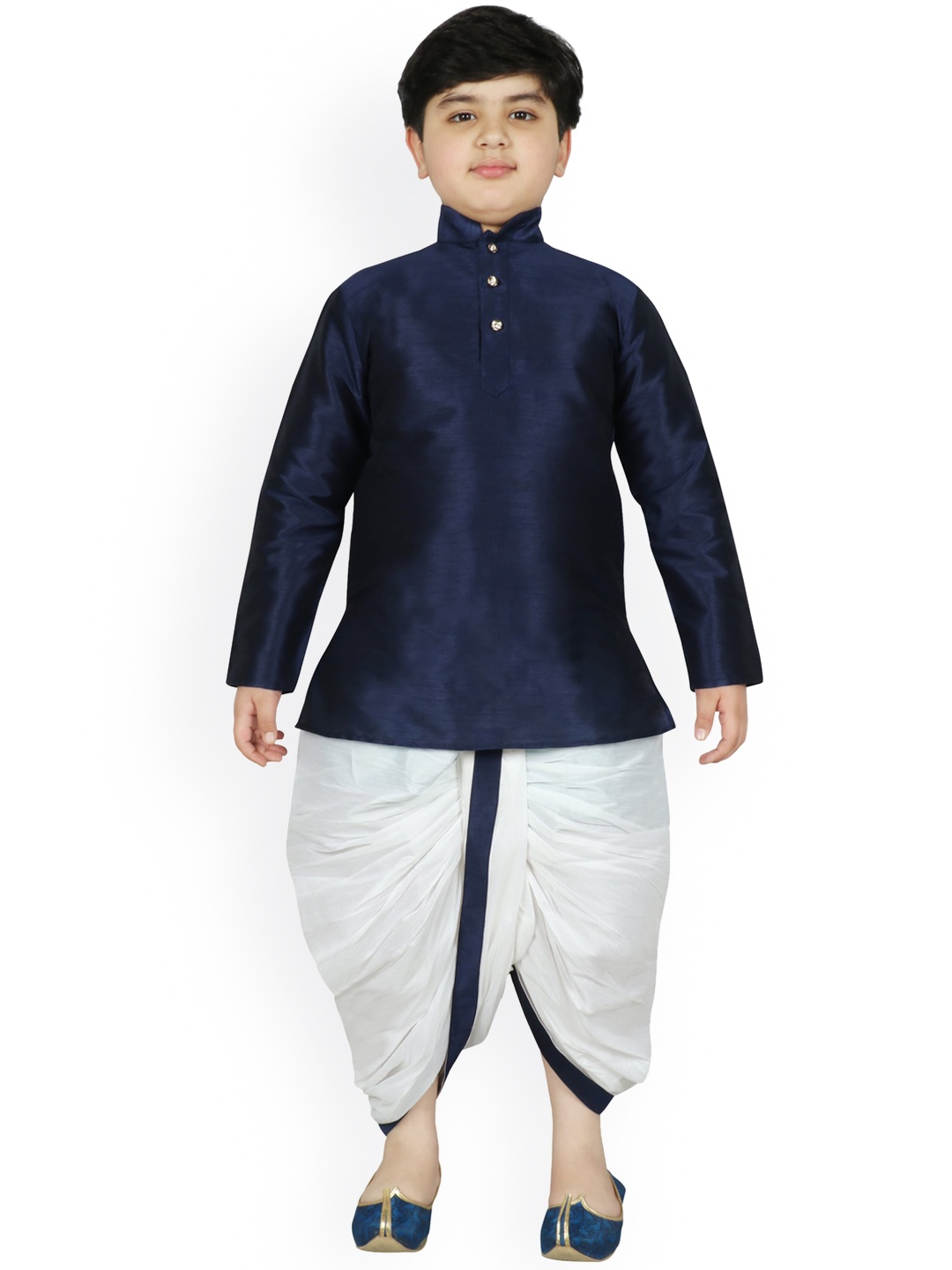 SG YUVRAJ Boys Blue & White Solid Kurta with Dhoti Pants