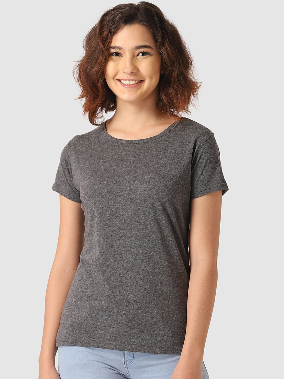 

Vemante Grey Pure Cotton Solid Regular Top